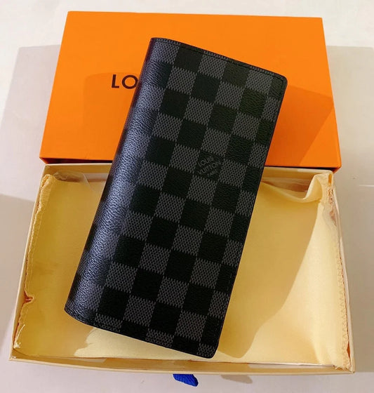 Designer LV Leather Textured Men Wallet Black
